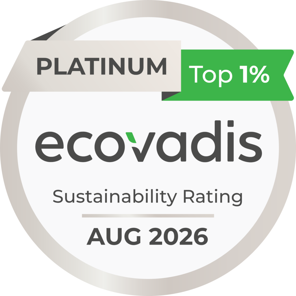 Médaille EcoVadis Platinum. Août 2026. TOP 1%.